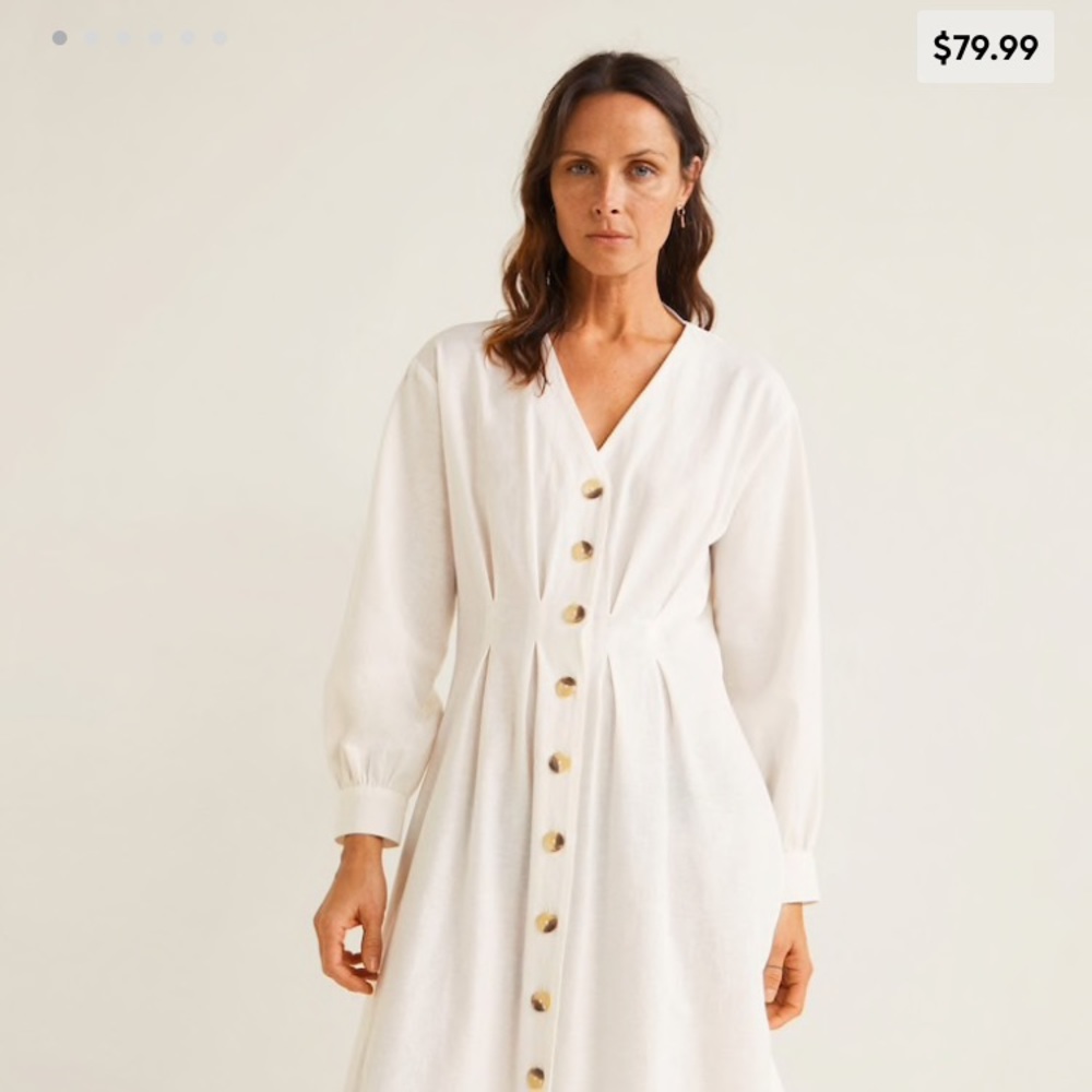 MANGO MNG Suit Dart detail white dress US size 4